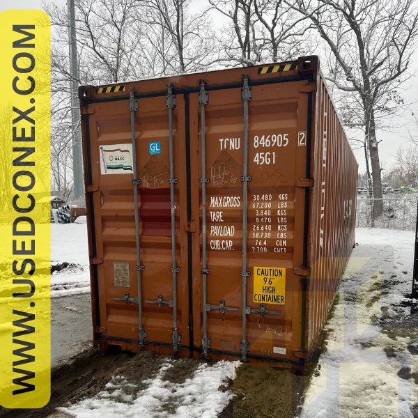 A 40-foot shipping container ready for delivery